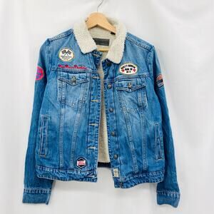 Harley Davidson M Sherpa lined Patch Denim Jacket